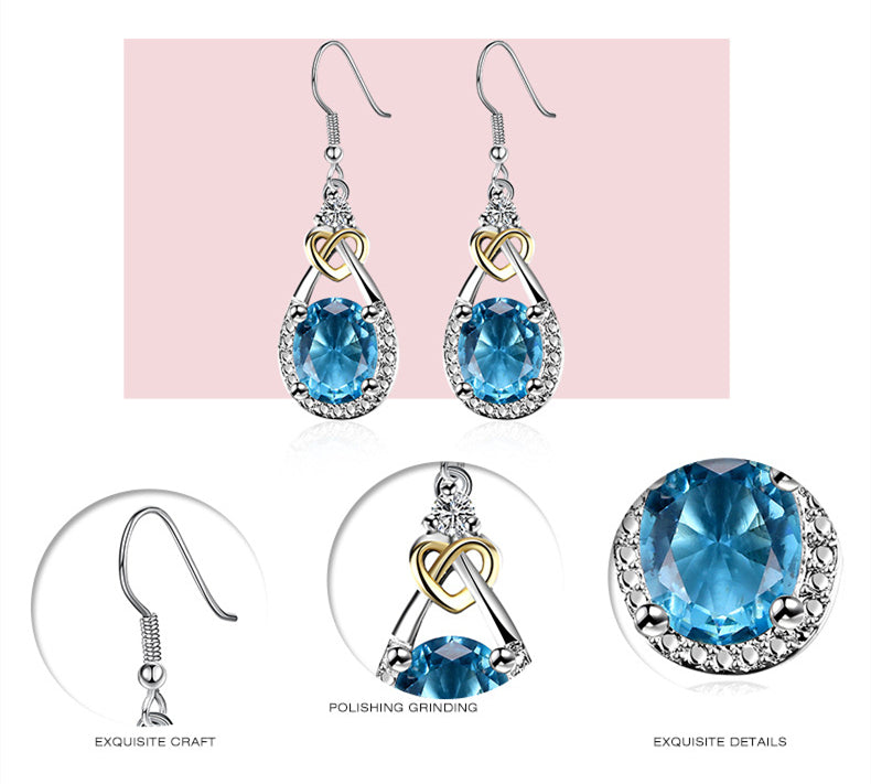 Sterling Silver Blue Topaz Earrings - Chic & Classic Style Fine Jewelry with Box