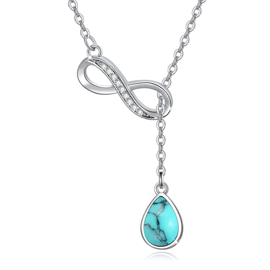 Sterling Silver Infinity Turquoise Drop Necklace - Fine Jewelry for Women & Girls