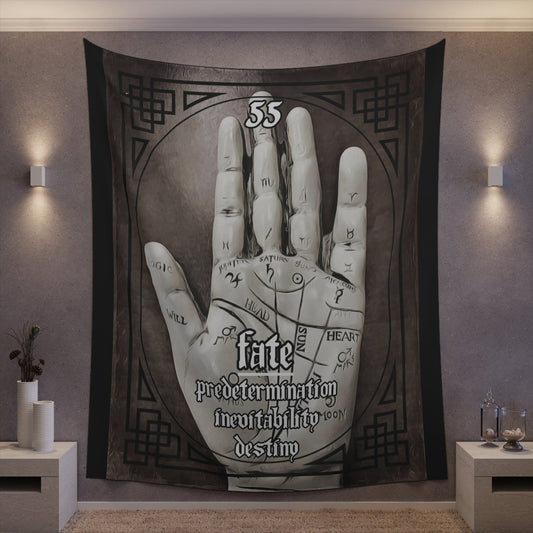 Palmistry Fate Gothic Tapestry | 100% Polyester Microfiber Wall Drapery with Hems on All Sides